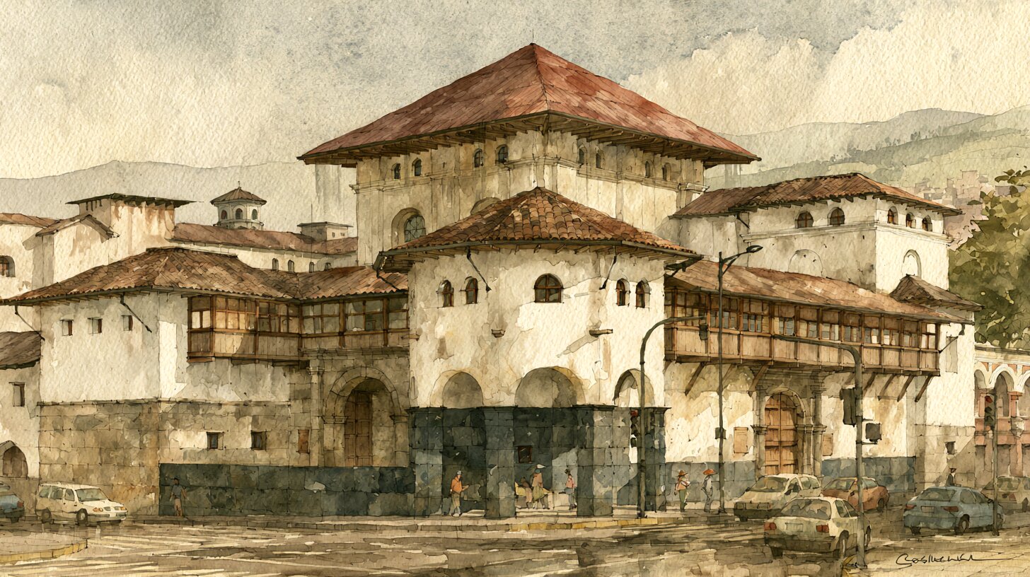 The museum seen from the corner of Av. Eloy Alfaro and Av. de la República