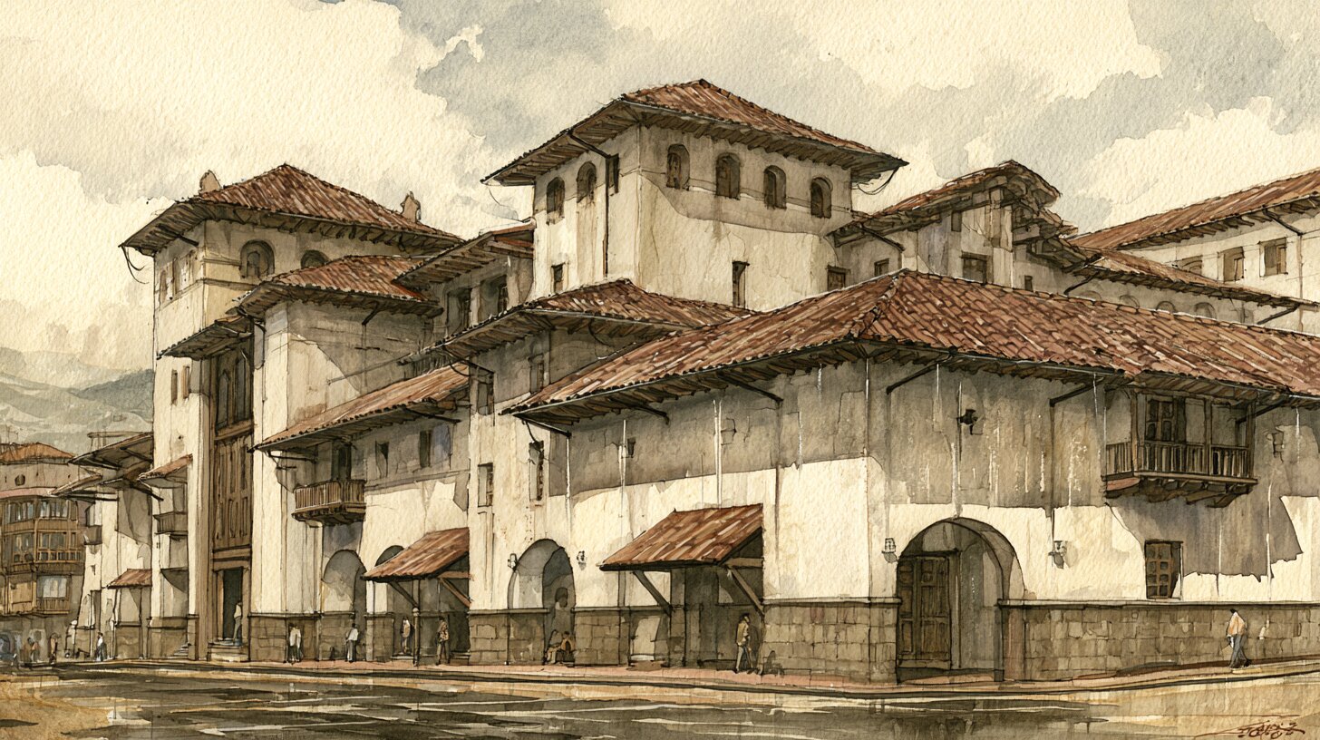 The stepped street elevation and roofscape
